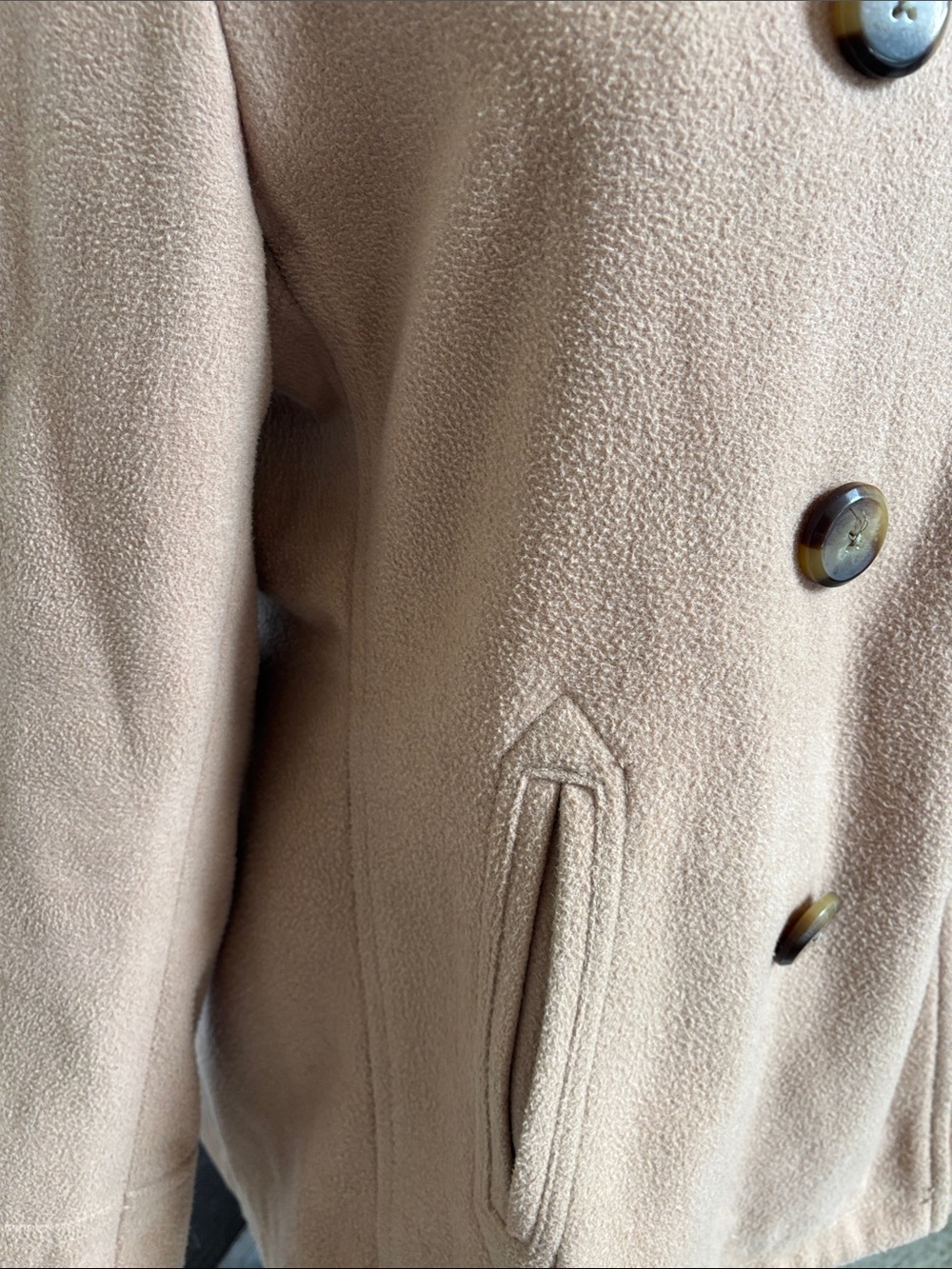 Old Navy Camel Double-Breasted Pea Coat. LARGE - Picture 3 of 7